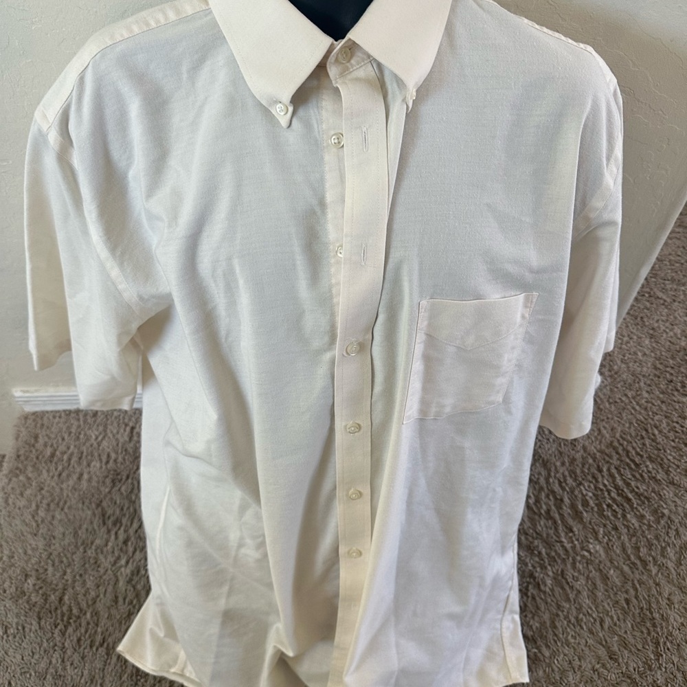 Men’s lot of 2 stafford white button up shirts short sleeve size 17.5 Oxford - Picture 5 of 6